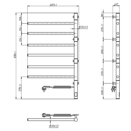 Vertaduro - Električno okretno sušilo za ručnike s termostatom ARA 105W/230V 82x49 cm IP44 crno