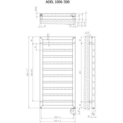 Vertaduro - Kupaonski radijator s termostatom ADEL 400W 100x50 cm bijeli