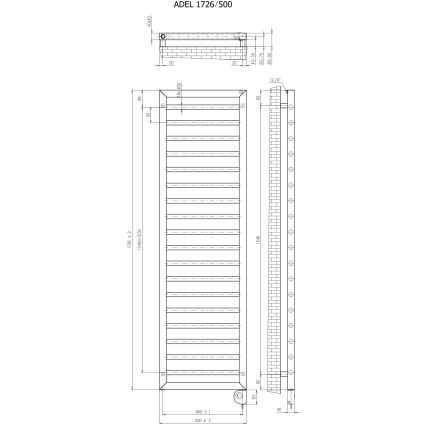 Vertaduro - Kupaonski radijator s termostatom ADEL 600W 172x50 cm crni
