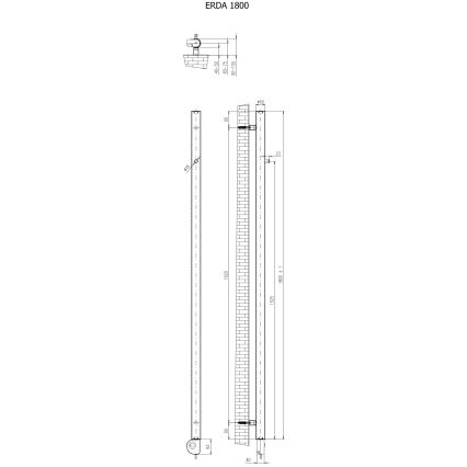 Vertaduro - Kupaonski radijator s termostatom ERDA 400 W 180x5 cm bijeli