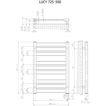 Vertaduro - Kupaonski radijator s termostatom LUCY 400W 73x50 cm bijela