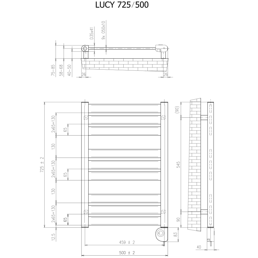 Vertaduro - Kupaonski radijator s termostatom LUCY 400W 73x50 cm taupe