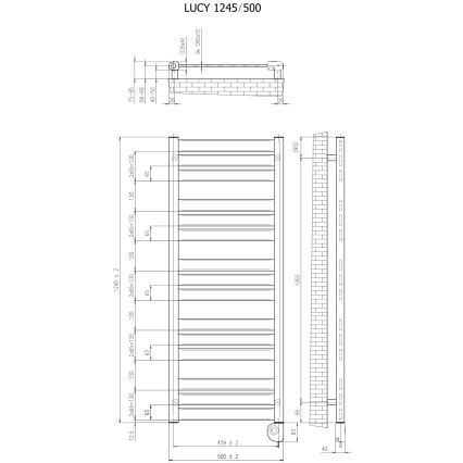 Vertaduro - Kupaonski radijator s termostatom LUCY 600W 125x50 cm bijeli