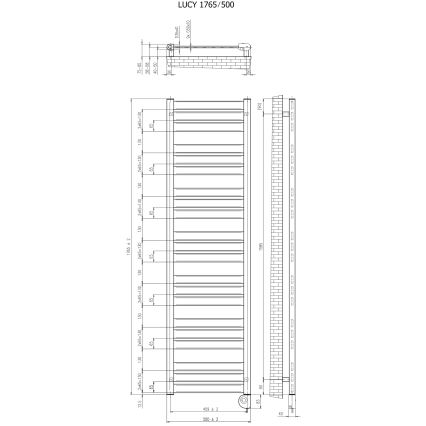 Vertaduro - Kupaonski radijator s termostatom LUCY 800W 177x50 cm crni