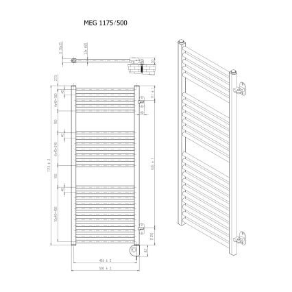 Vertaduro - Kupaonski radijator s termostatom MEG 600W 118x50 cm taupe