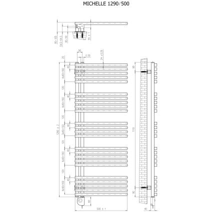 Vertaduro - Kupaonski radijator s termostatom MICHELLE 600W 129x50 cm antracit