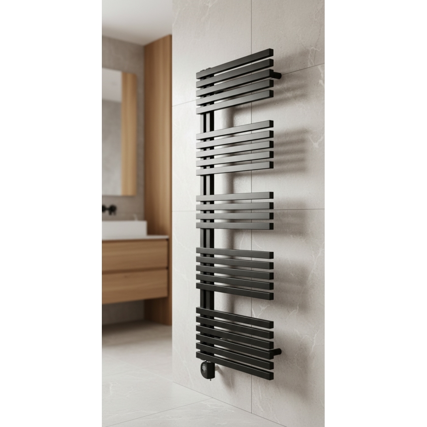 Vertaduro - Kupaonski radijator s termostatom MICHELLE 600W 129x50 cm crna