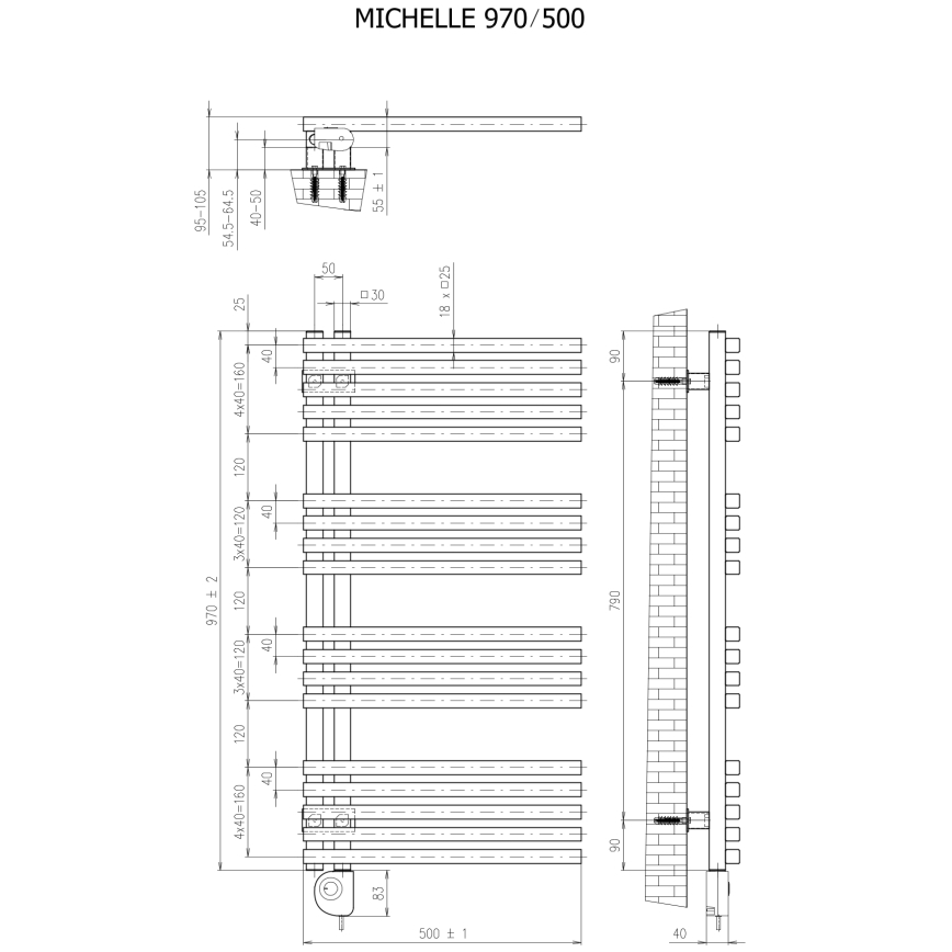 Vertaduro - Kupaonski radijator s termostatom MICHELLE 600W 97x50 cm taupe