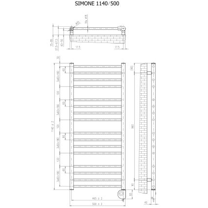 Vertaduro - Kupaonski radijator s termostatom SIMONE 400W 114x50 cm bijela