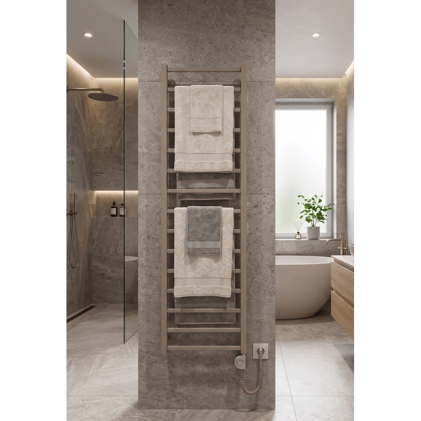 Vertaduro - Kupaonski radijator s termostatom ZOE 400W 186x50 cm taupe