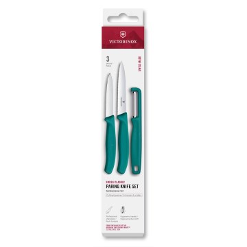 Victorinox - Set kuhinjskih noževa sa gulilicom SWISS CLASSIC, 3 kom., tirkizni