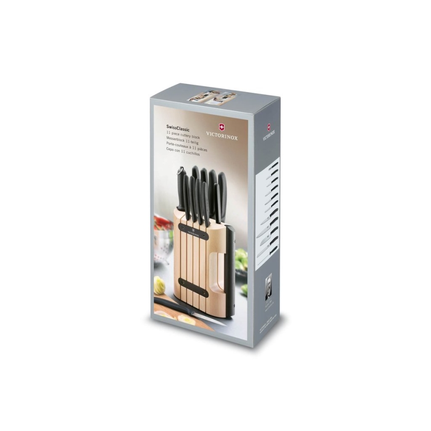 Victorinox - Set kuhinjskih noževa u stalku SWISS CLASSIC, 12 kom, bukva/bež