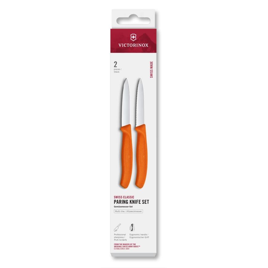 Victorinox - Set kuhinjskih noževa za povrće SWISS CLASSIC 8 cm, 2 kom, u narančastoj boji