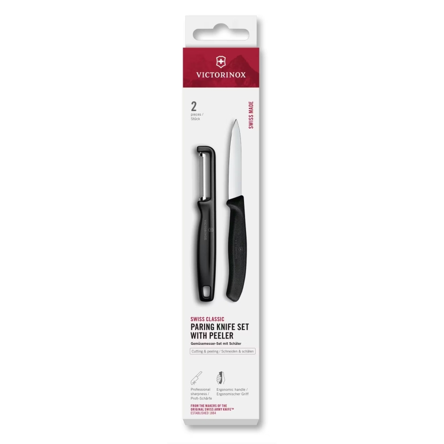 Victorinox - Set kuhinjskog noža s gulilicom SWISS CLASSIC u crnoj boji