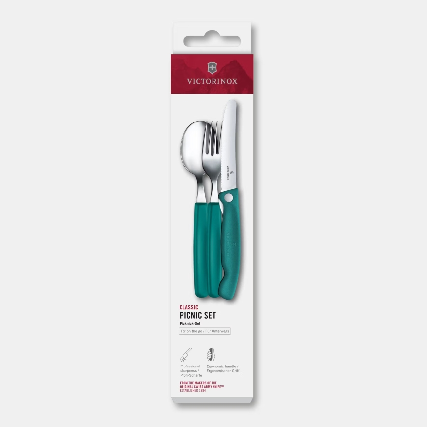 Victorinox - Set pribora za piknik SWISS CLASSIC, 3 kom., tirkizni