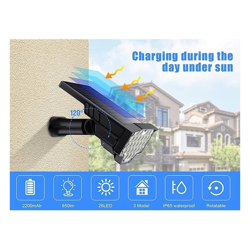 Viking - LED solarna svjetiljka LED/1W/3,7V IP65 6000K 2200 mAh