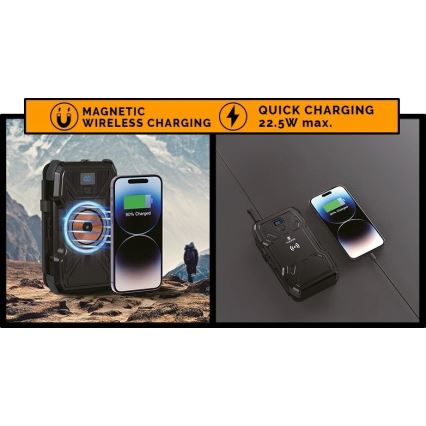 Viking-Power Bank s LED svjetiljkom, bežičnim punjenjem i solarnim panelom Power Delivery 15W/10000mAh