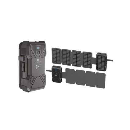 Viking - power bank s LED svjetiljkom, bežičnim punjenjem i solarnim panelom Power Delivery 22,5W/30000 mAh