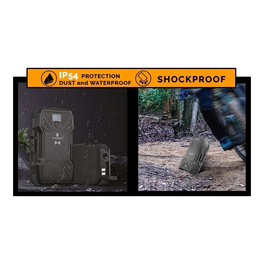 Viking - power bank s LED svjetiljkom, bežičnim punjenjem i solarnim panelom Power Delivery 22,5W/30000 mAh