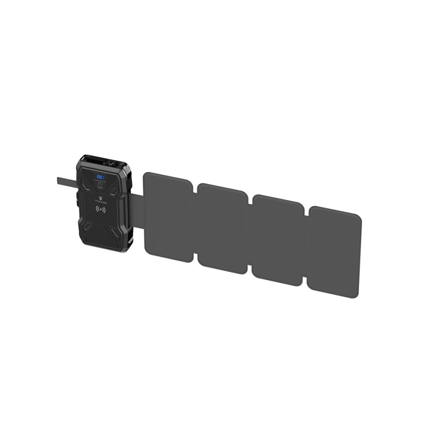Viking - powerbank s LED svjetiljkom, bežičnim punjenjem i solarnim panelom Power Delivery 22,5W/20000 mAh