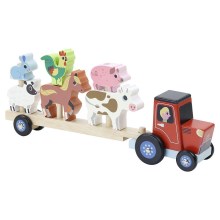 Vilac - Drveni traktor sa životinjama za slaganje