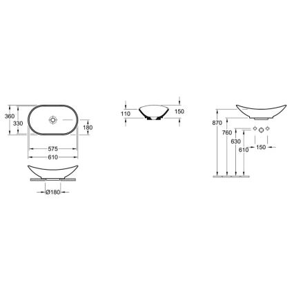 Villeroy & Boch 411060R1 - Nadgradni umivaonik MY NATURE 61x36 cm keramika/bijela
