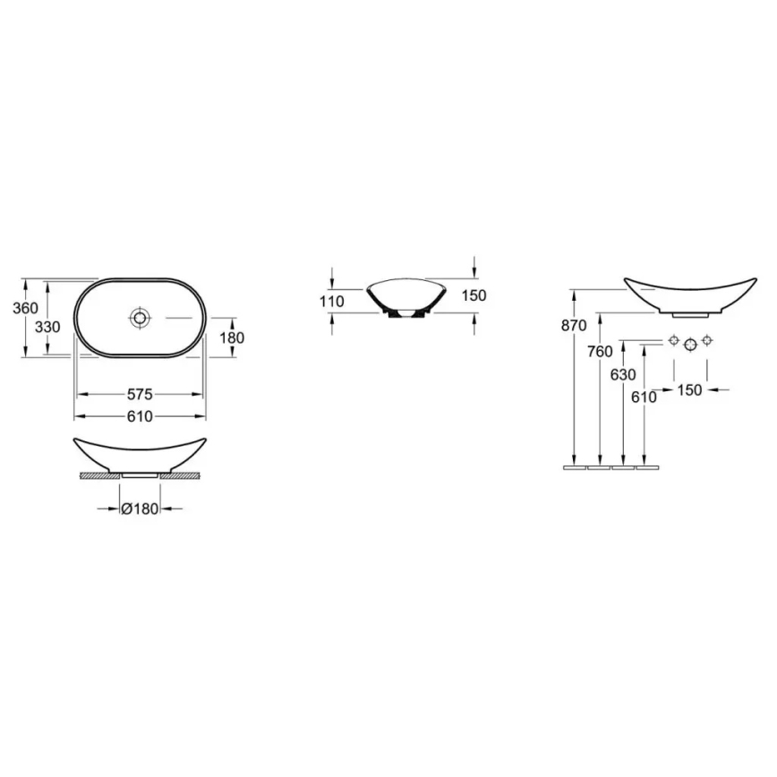 Villeroy & Boch 411060R1 - Nadgradni umivaonik MY NATURE 61x36 cm keramika/bijela