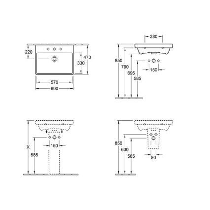Villeroy & Boch 415860R1 - Viseći umivaonik AVENTO 60x47 cm keramika/bijela
