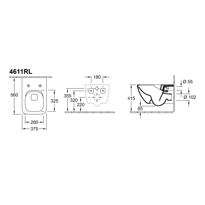 Villeroy & Boch 4611RLR1 - Zidna WC školjka s WC daskom SoftClose VENTICELLO keramika/bijela