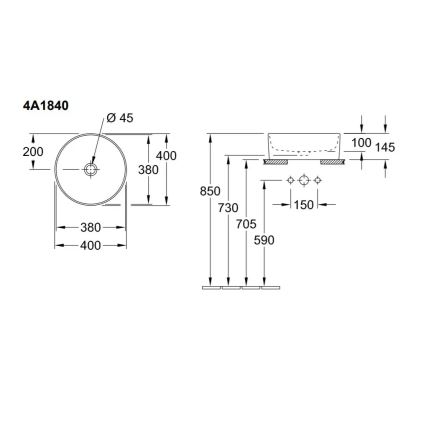 Villeroy & Boch 4A1840R1 - Nadgradni umivaonik COLLARO Ø 40 cm keramika/bijela