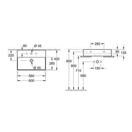 Villeroy & Boch 4A226G01 - Zidni/na ploču MEMENTO 60x42 cm keramika/bijela