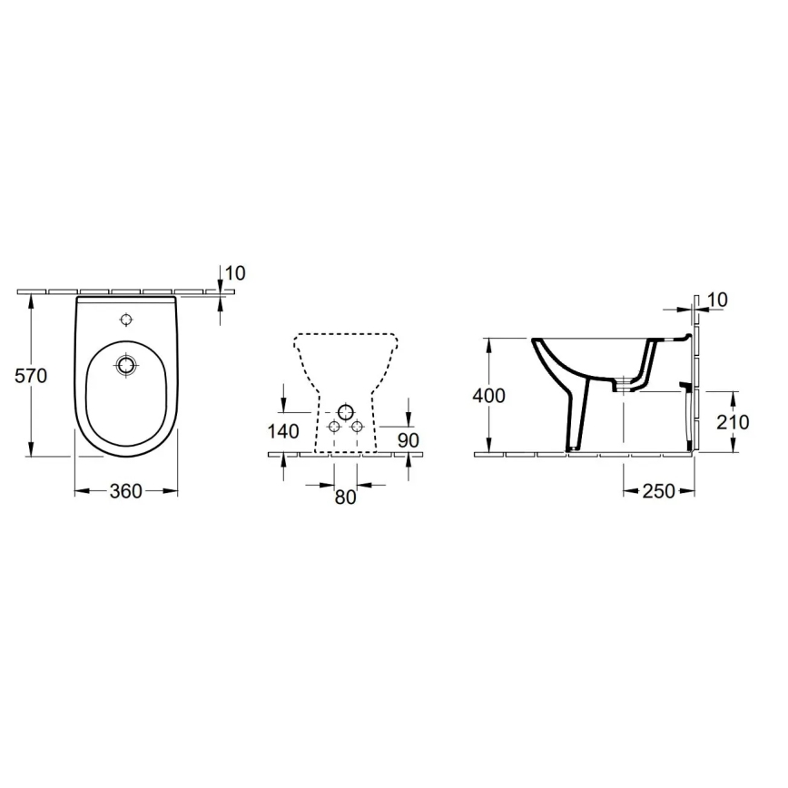 Villeroy & Boch 54610001 - Samostojeći bide O.NOVO 57x36 cm keramika/bijela
