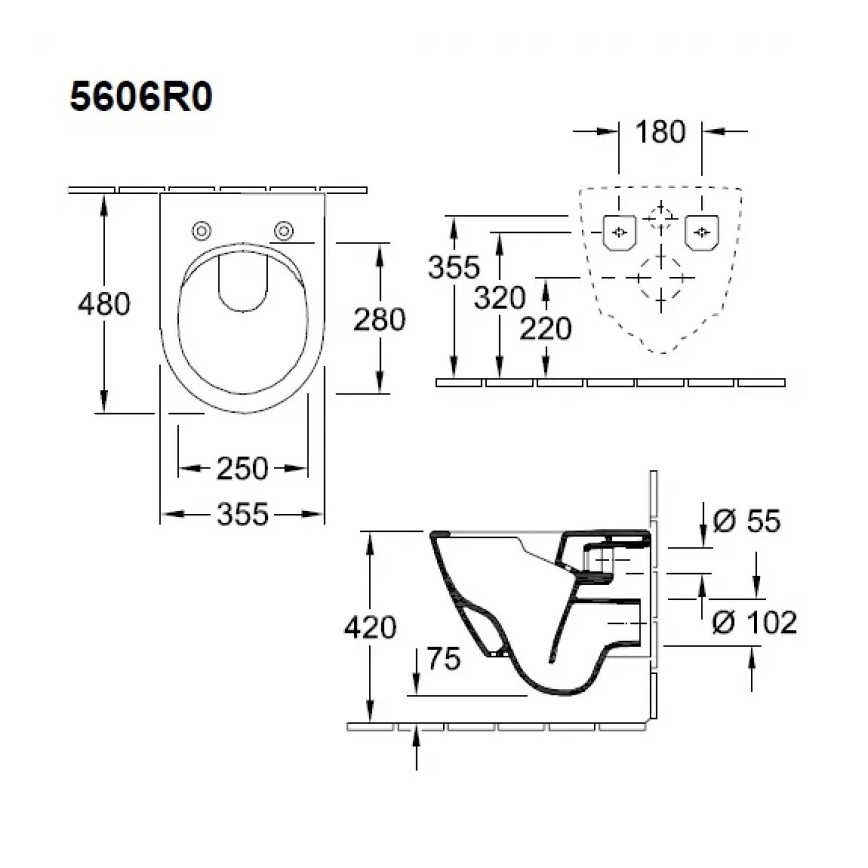 Villeroy & Boch 5606R0R1 - Zidna WC školjka SUBWAY 2.0 keramika/bijela