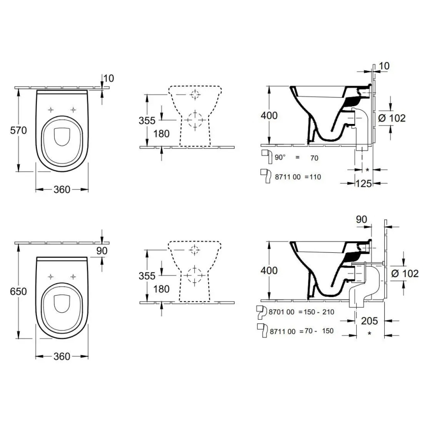 Villeroy & Boch 56571001 - Podna WC školjka O.NOVO keramika/bijela