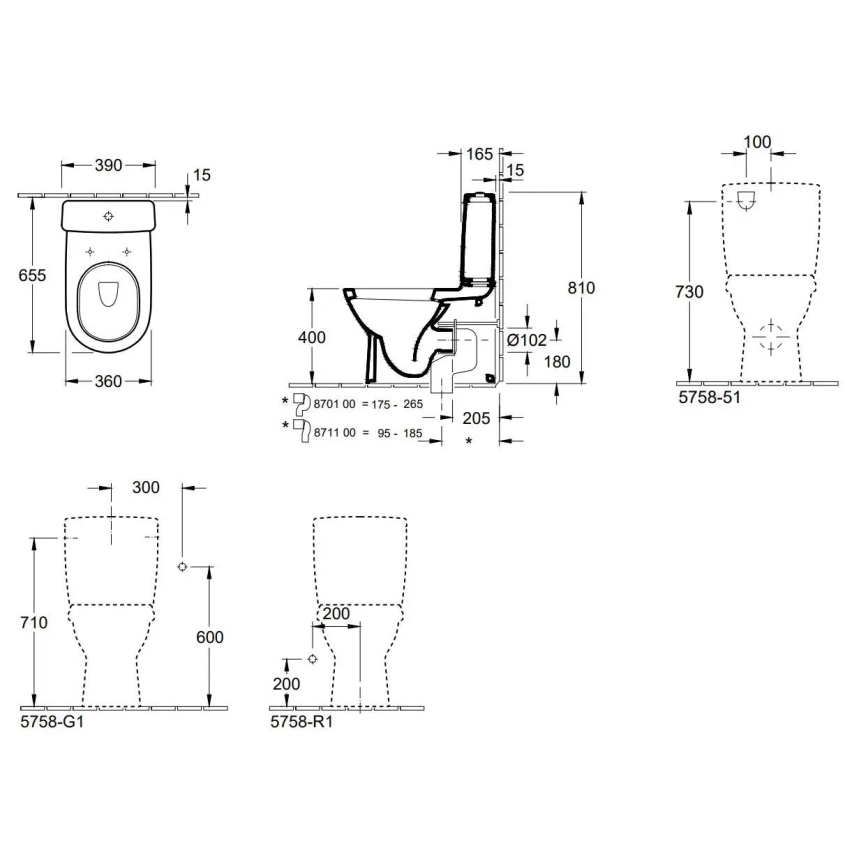Villeroy & Boch 56581001 - kombinirani WC O.NOVO keramika/bijela