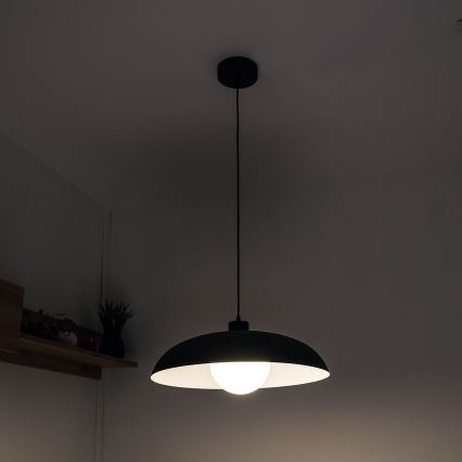 Viseća lampa ECLIPSE na kablu 1xE27/15W/230V crna/bijela