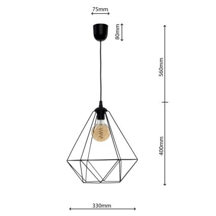 Viseća svjetiljka BASKET 1xE27/60W/230V crna