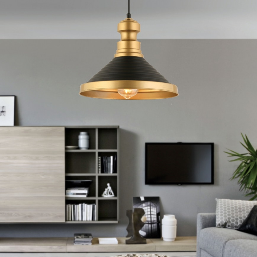 Viseća svjetiljka MONZA 1xE27/40W/230V, 30 cm crna/zlatna
