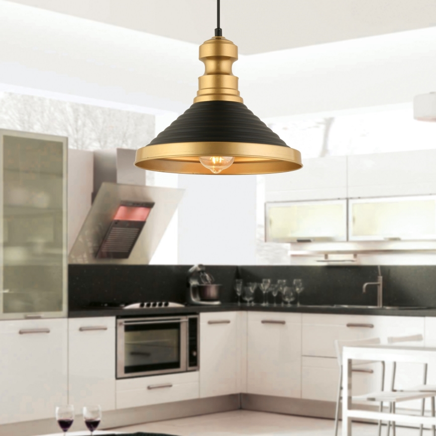 Viseća svjetiljka MONZA 1xE27/40W/230V, 30 cm crna/zlatna