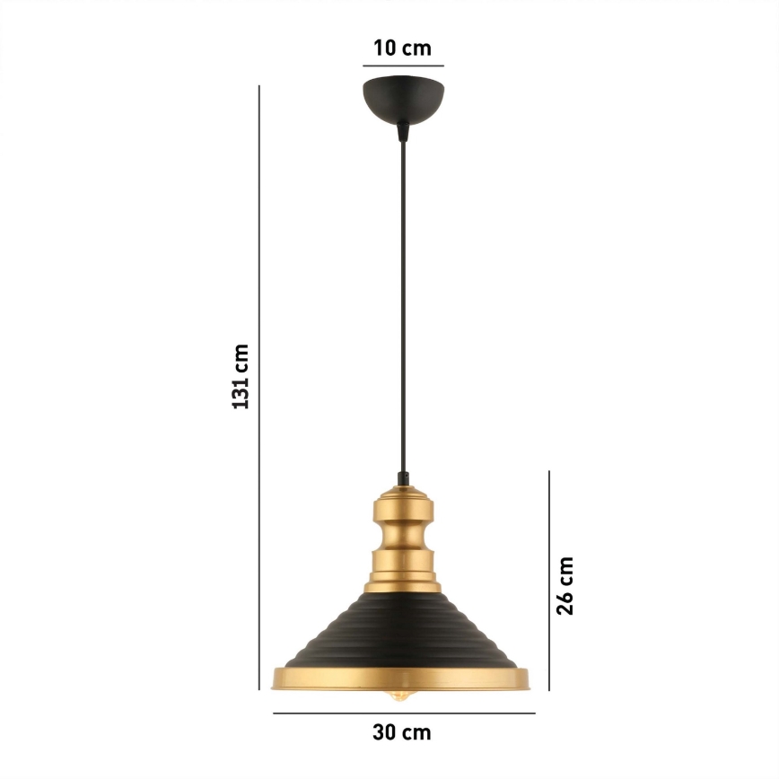 Viseća svjetiljka MONZA 1xE27/40W/230V, 30 cm crna/zlatna