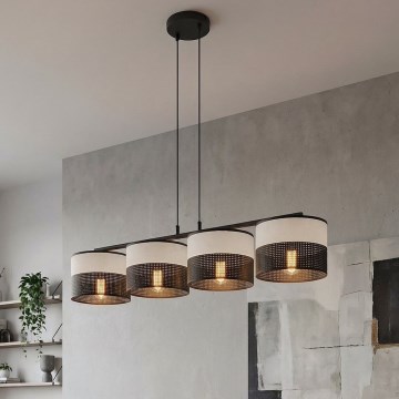 Viseća svjetiljka na sajli KARBON 4xE27/15W/230V crna/siva