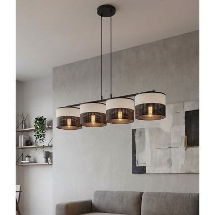 Viseća svjetiljka na sajli KARBON 4xE27/15W/230V crna/siva