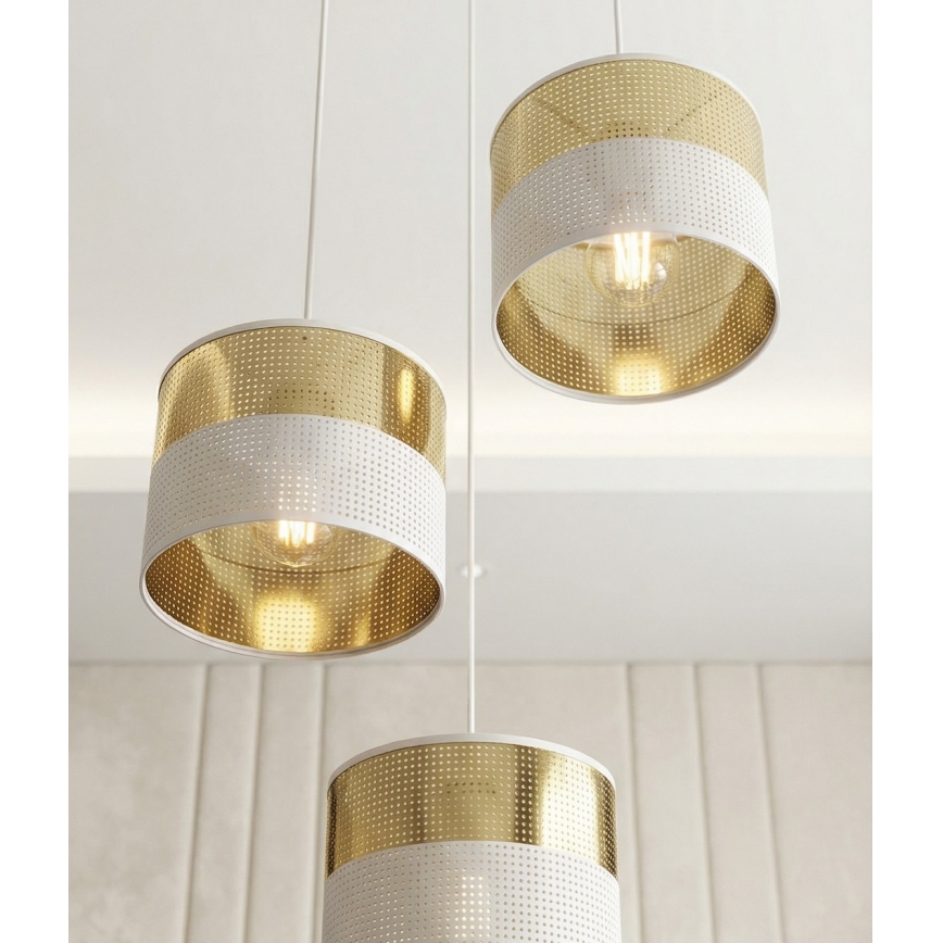 Viseća svjetiljka na sajli LUX 3xE27/15W/230V bijela/zlatna