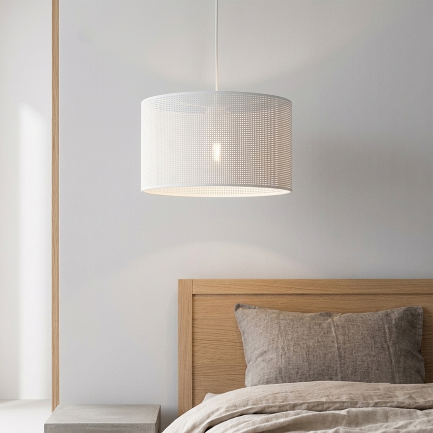 Viseća svjetiljka na sajli SIRJA PLISADO 1xE27/15W/230V Ø 35 cm bijela
