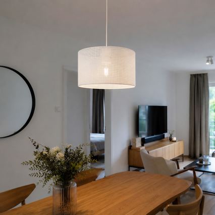 Viseća svjetiljka na sajli SIRJA PLISADO 1xE27/15W/230V Ø 35 cm bijela