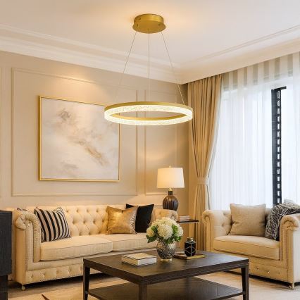 Viseći LED luster GALA na sajli, 25W/230V, Ø 50 cm, zlatna