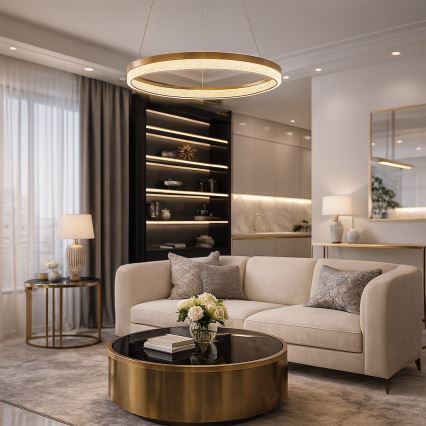 Viseći LED luster GALA na sajli, 25W/230V, Ø 50 cm, zlatna