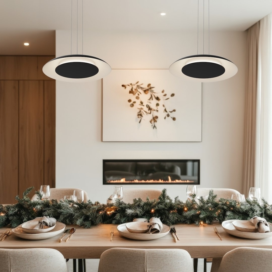 Viseći LED luster na sajli PIATTINO LED/30W/230V 2700/3200/4000K Ø 40 cm crni