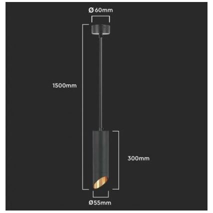 Viseći luster 1xGU10/35W/230V 30 cm crna