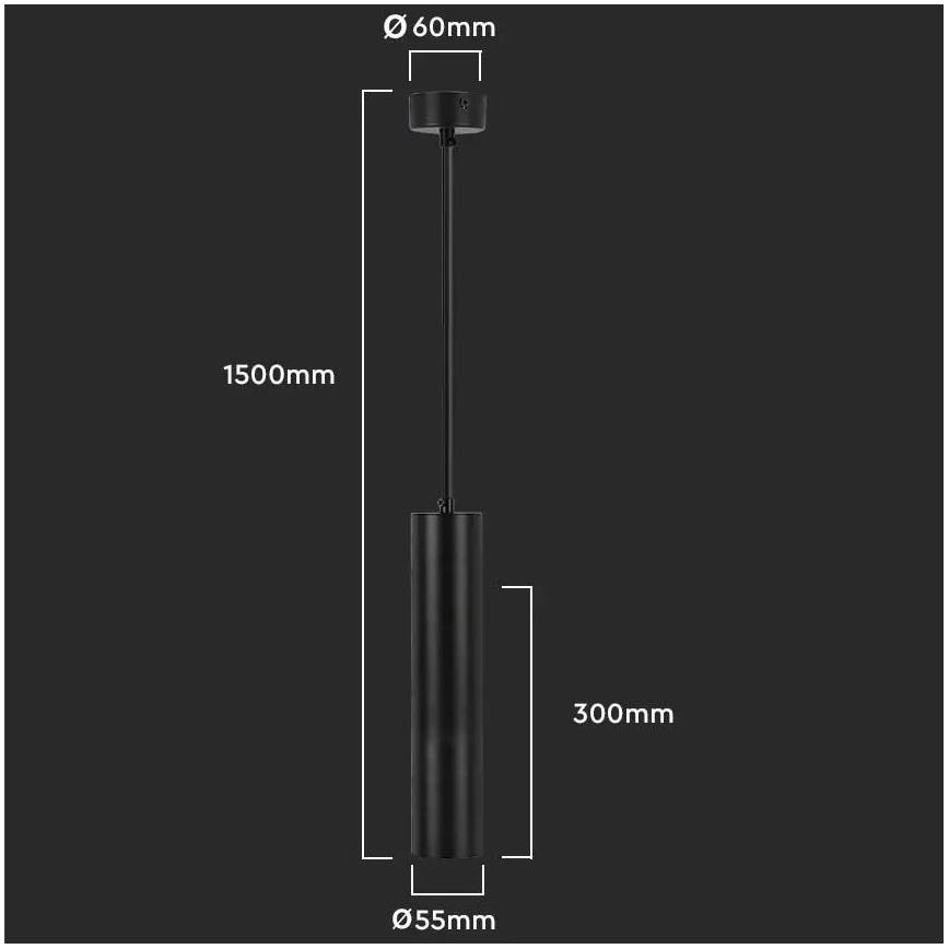 Viseći luster 1xGU10/35W/230V 30 cm crna